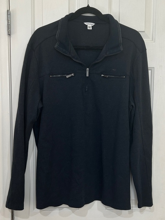 Calvin Klein Other - Calvin Klein Mens XL Dark Gray Zip Mock Neck Sweatshirt 100% Cotton
